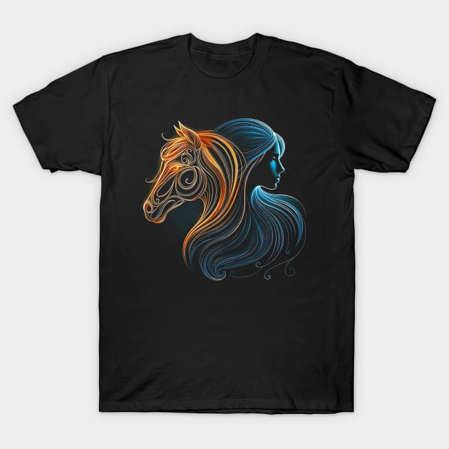 Horse and Girl Women Girls Horseback Riding Gift T-Shirt by farmnfancy